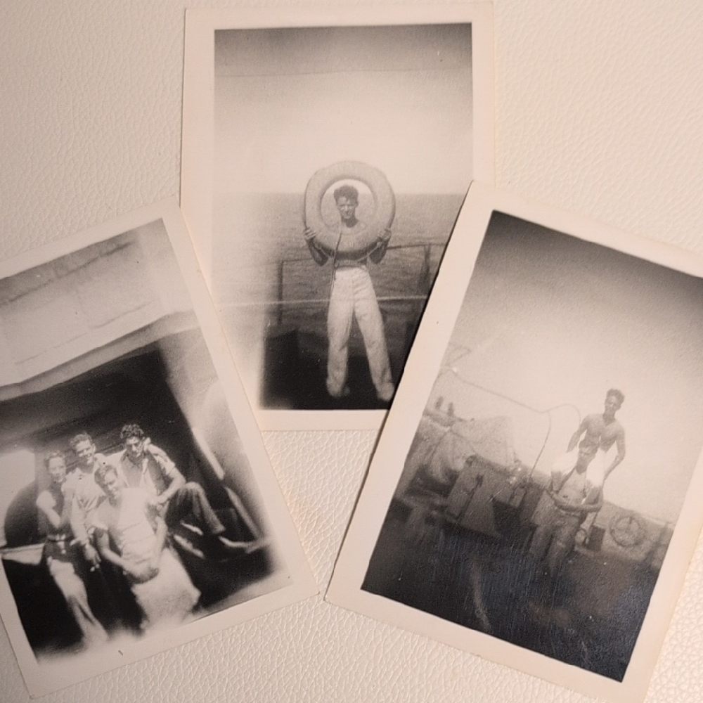 Vintage Black and White Photographs Young Men On Ship. Navy Sailors Gay Interest